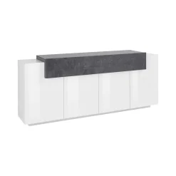Credenza bianco lucida e ardesia 200x45x86h cm 7 ante - Astice