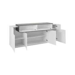 Credenza bianco lucida e ardesia 200x45x86h cm 7 ante - Astice