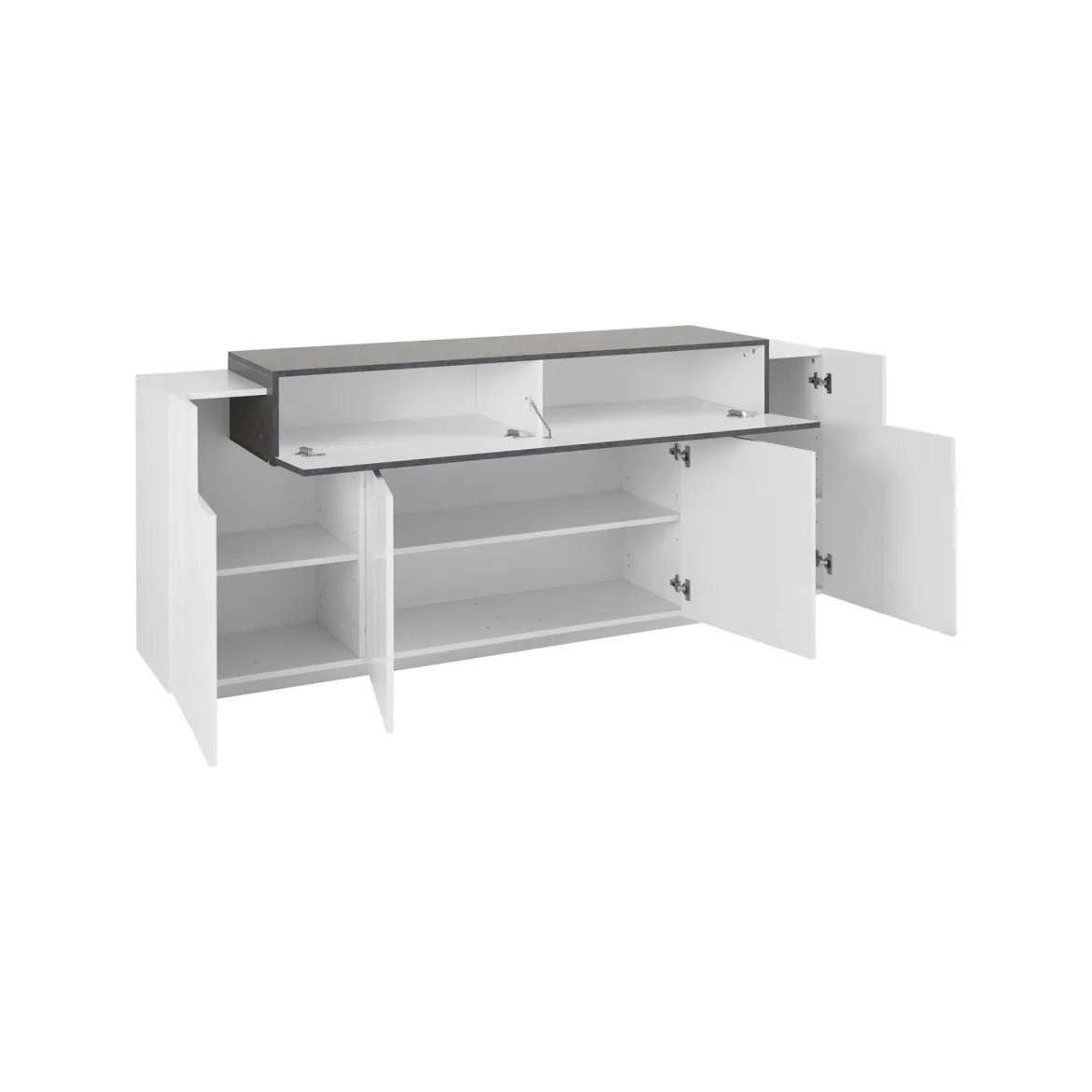 Credenza bianco lucida e ardesia 200x45x86h cm 7 ante - Astice