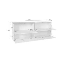 Credenza bianco lucida e ardesia 210x45x85h cm 4 ante e 3 cassetti - Alchemy
