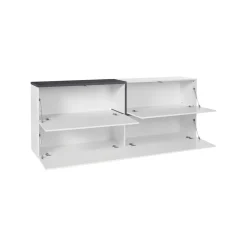 Credenza bianco lucida e ardesia 210x45x85h cm 4 ante e 3 cassetti - Alchemy