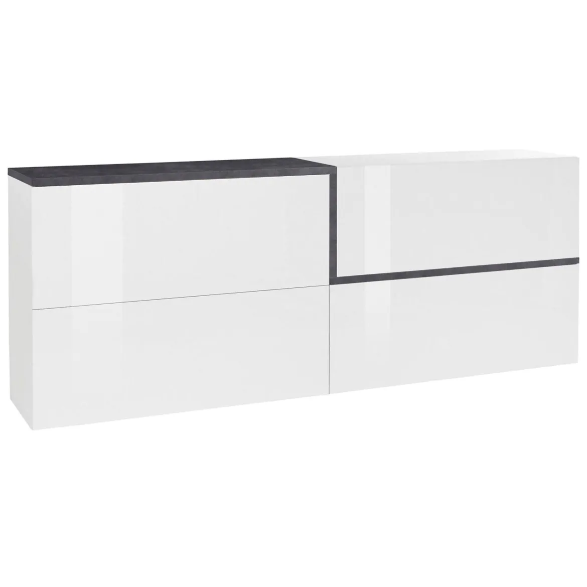 Credenza bianco lucida e ardesia 210x40x80h cm 4 ante - Anubi