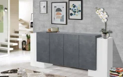 Credenza bianco lucida e ardesia 80x40x126h cm 3 ante - Geode