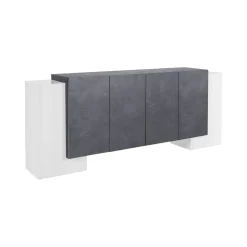 Credenza bianco lucida e ardesia 80x40x126h cm 3 ante - Geode