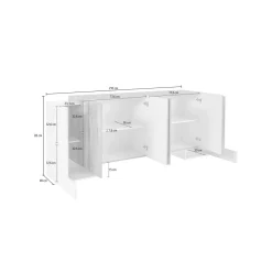 Credenza bianco lucida e ardesia 80x40x126h cm 3 ante - Geode