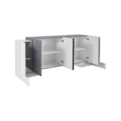 Credenza bianco lucida e ardesia 80x40x126h cm 3 ante - Geode