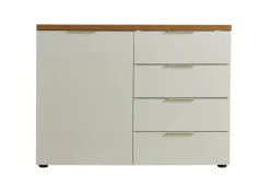 Credenza bianco lucida e rovere 120x43x89h cm 1 anta e 4 cassetti - Bagwis
