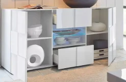 Credenza bianco lucida 181x43x84h cm 2 ante e 2 cassetti - Zerba