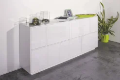 Credenza bianco lucida 200x41x86h cm 7 ante - Clinoumite