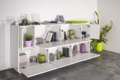 Credenza bianco lucida 200x43x86h cm 4 ante - Ania