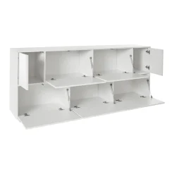 Credenza bianco lucida 200x43x86h cm 4 ante - Ania