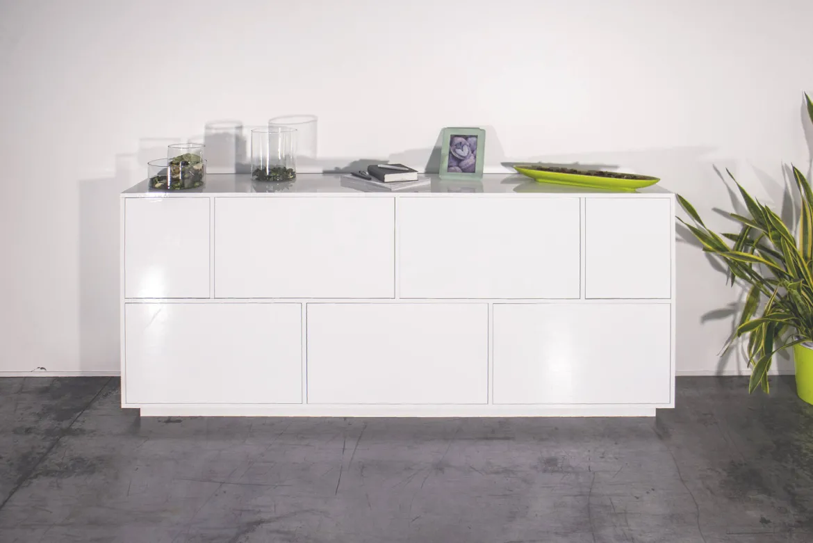 Credenza bianco lucida 200x43x86h cm 4 ante - Ania