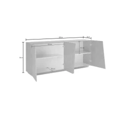 Credenza bianco lucida 200x45x86h cm 7 ante - Astice