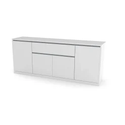 Credenza bianco lucida 210x45x85h cm 4 ante e 3 cassetti - Alchemy