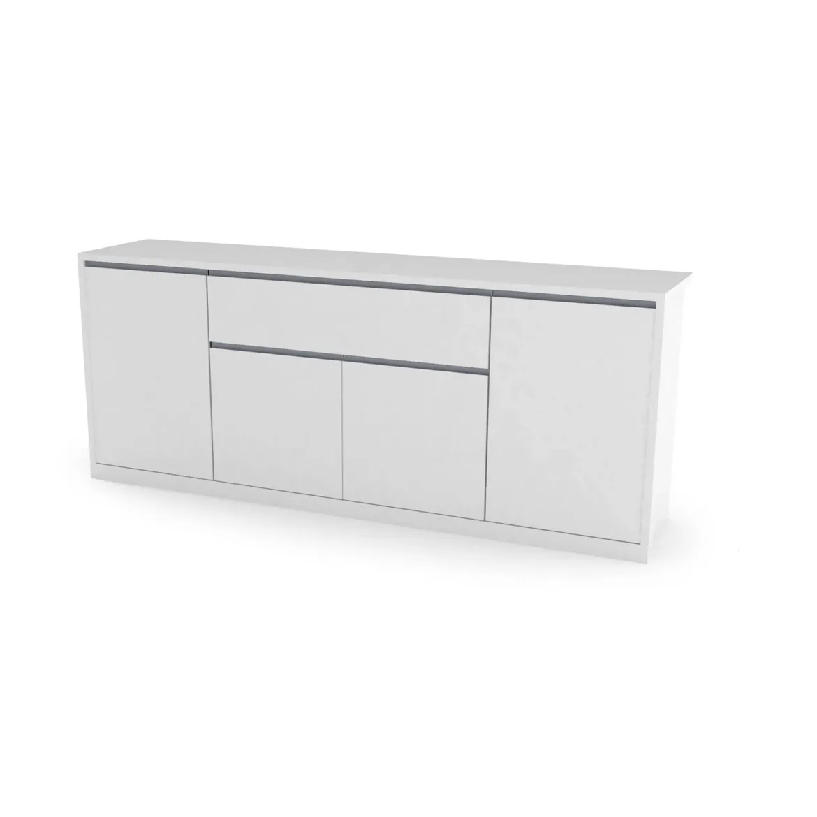 Credenza bianco lucida 210x45x85h cm 4 ante e 3 cassetti - Alchemy