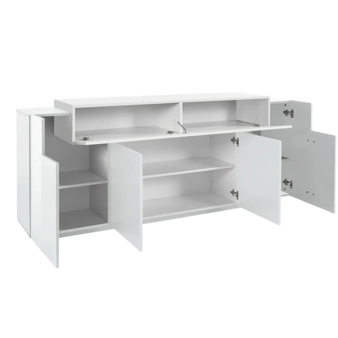 Credenza bianco lucida 220x45x85h cm 5 ante - Discordia