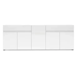 Credenza bianco lucida 225x38x79h cm 5 ante e 2 cassetti - Elenia
