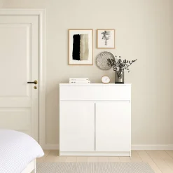 Credenza bianco lucida 81x44x86h cm 2 ante - Arli