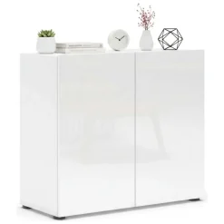 Credenza bianco lucida 90x40x81h cm 1 anta e 4 cassetti - Abig