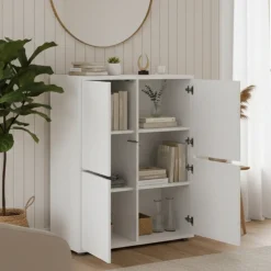 Credenza bianco lucida 100x43x106h cm 2 ante - Arbal