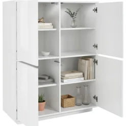 Credenza bianco lucida 100x43x106h cm 2 ante - Arbal