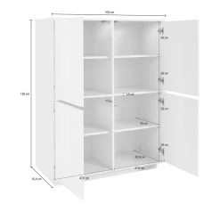 Credenza bianco lucida 100x43x106h cm 2 ante - Arbal