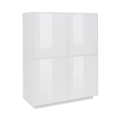 Credenza bianco lucida 100x43x106h cm 2 ante - Arbal