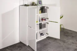Credenza bianco lucida 100x43x106h cm 2 ante - Arbal