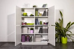 Credenza bianco lucida 100x43x106h cm 2 ante - Arbal