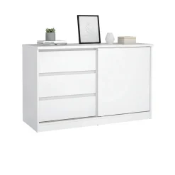 Credenza bianco lucida 120x43x126h cm 4 ante - Abbabbau