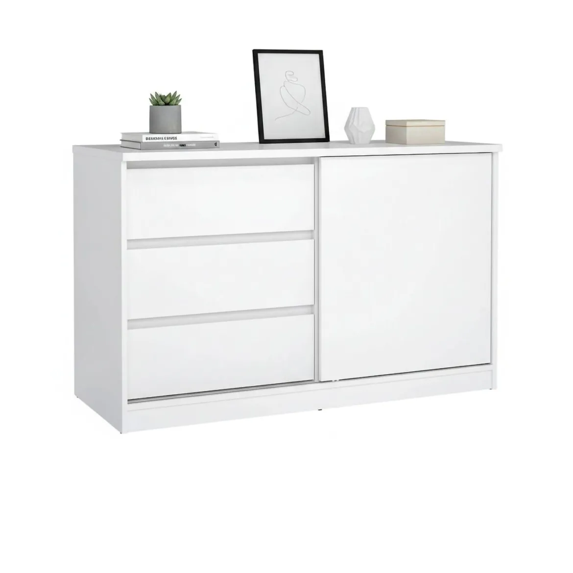 Credenza bianco lucida 120x43x126h cm 4 ante - Abbabbau