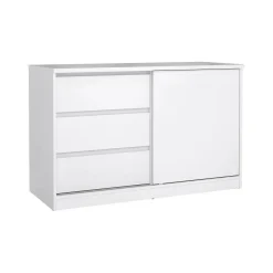 Credenza bianco lucida 118x50x75h cm 1 anta e 3 cassetti - Bebinca