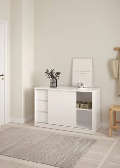Credenza bianco lucida 120x43x126h cm 4 ante - Abbabbau