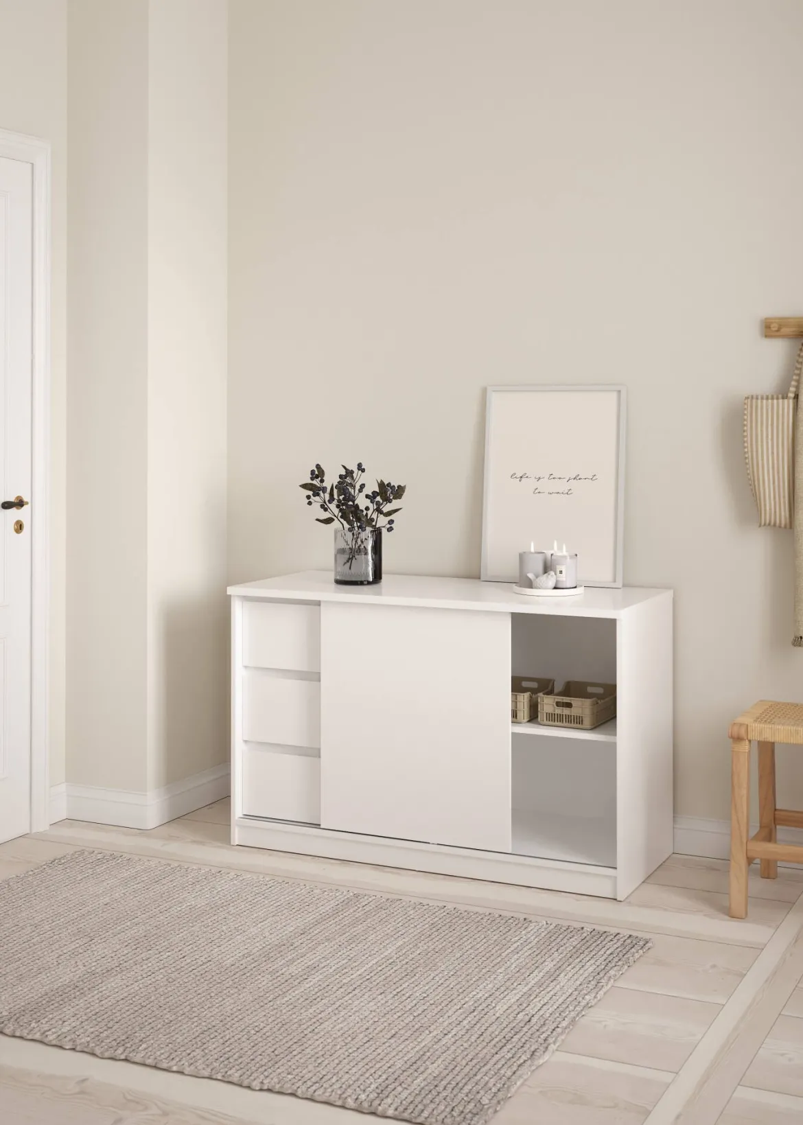Credenza bianco lucida 120x43x126h cm 4 ante - Abbabbau