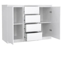 Credenza bianco lucida 120x50x90h cm 2 ante e 4 cassetti - Angelika