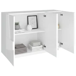 Credenza bianco lucida 124x40x81h cm 2 ante e 4 cassetti - Aksa