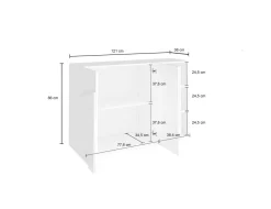 Credenza bianco lucida 124x40x81h cm 2 ante e 4 cassetti - Aksa