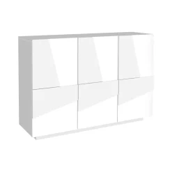 Credenza bianco lucida 124x40x81h cm 2 ante e 4 cassetti - Aksa