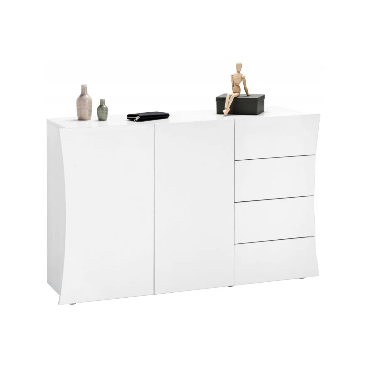 Credenza bianco lucida 135x38x79h cm 3 ante - Amelyah