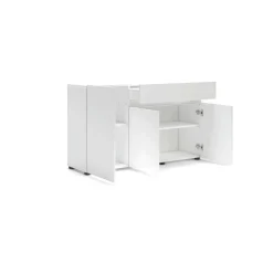 Credenza bianco lucida 140x43x86h cm 2 ante e 3 cassetti - Favonio