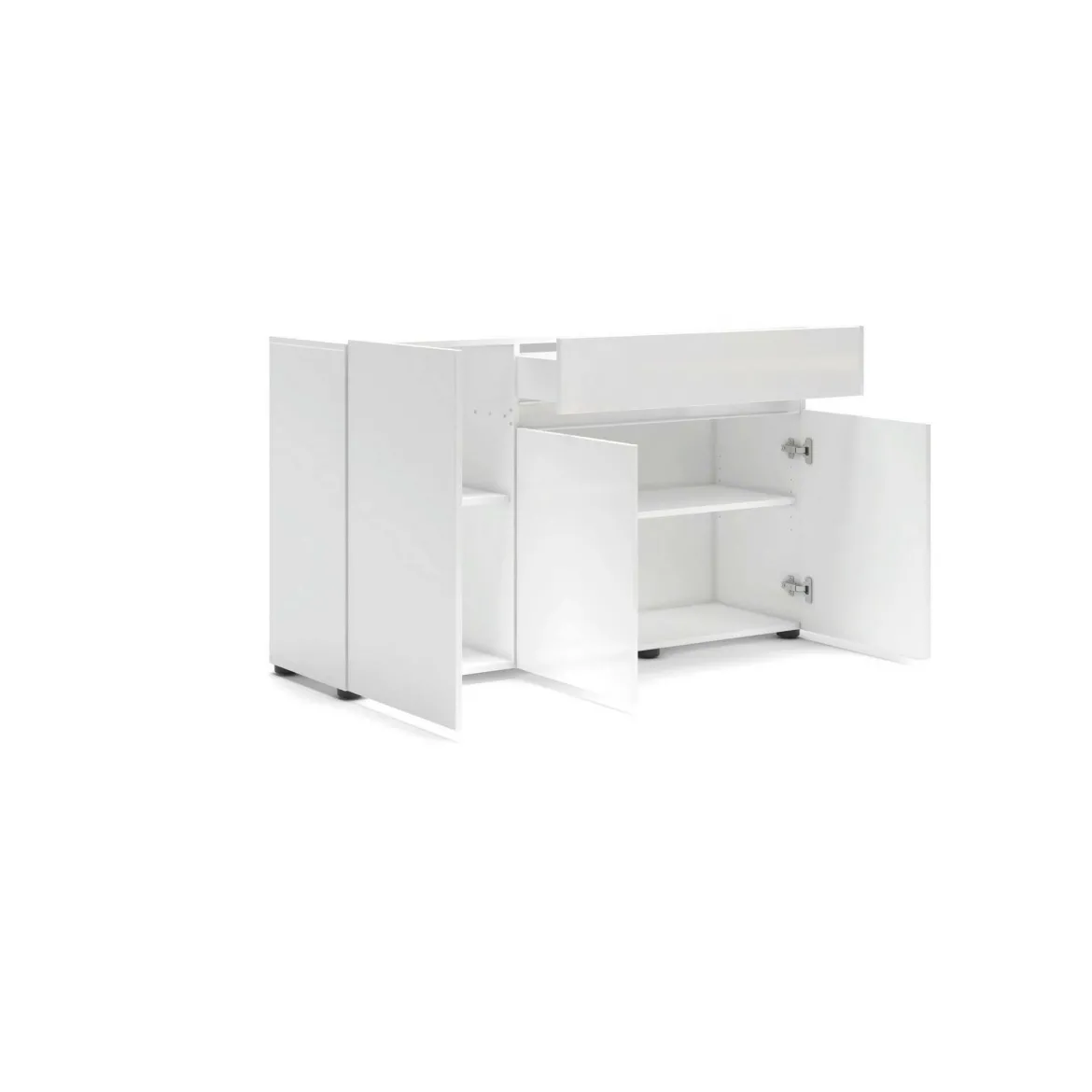 Credenza bianco lucida 140x43x86h cm 2 ante e 3 cassetti - Favonio