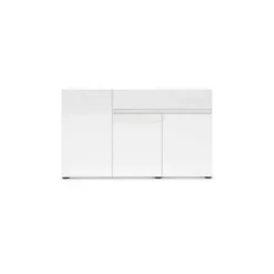 Credenza bianco lucida 140x43x86h cm 2 ante e 3 cassetti - Favonio