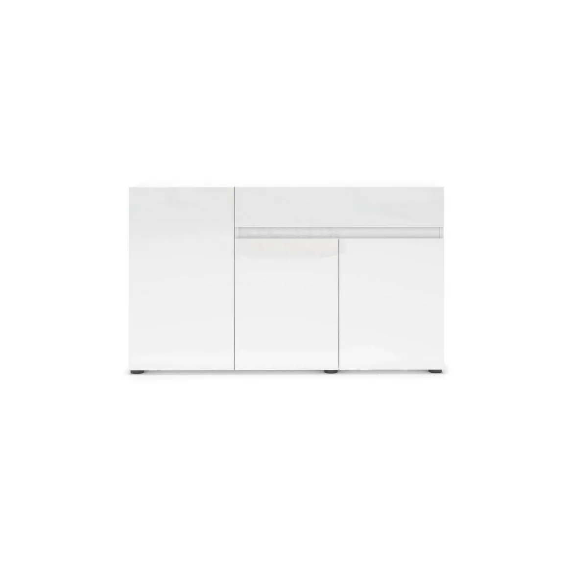 Credenza bianco lucida 140x43x86h cm 2 ante e 3 cassetti - Favonio
