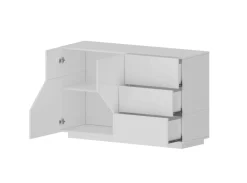 Credenza bianco lucida 142x44x86h cm 2 ante e 3 cassetti - Aydee