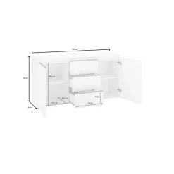 Credenza bianco lucida 150x40x81h cm 3 ante - Andesina