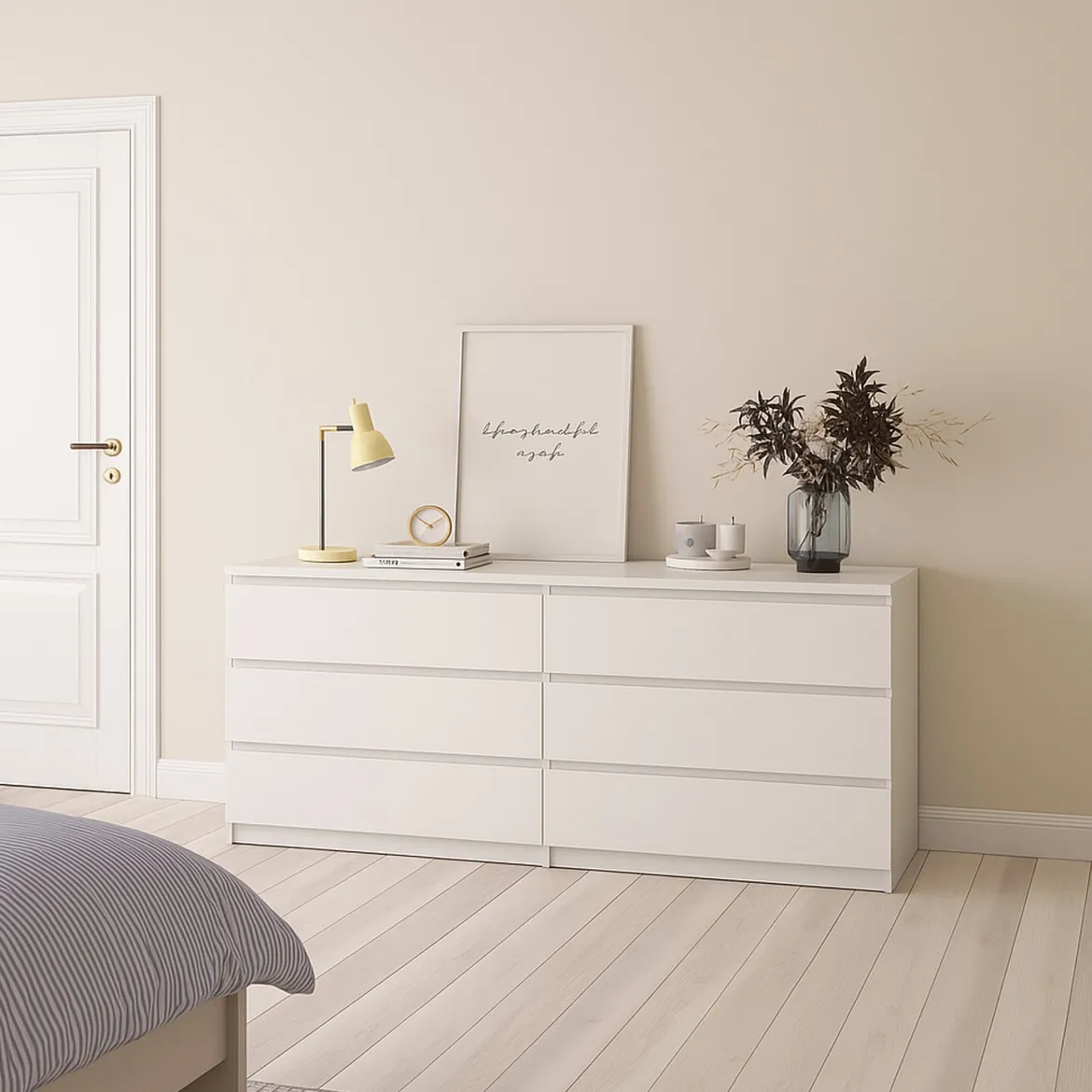 Credenza bianco lucida 153x50x70h cm 6 cassetti - Abacadabra