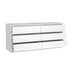 Credenza bianco lucida 153x50x70h cm 6 cassetti - Abacadabra