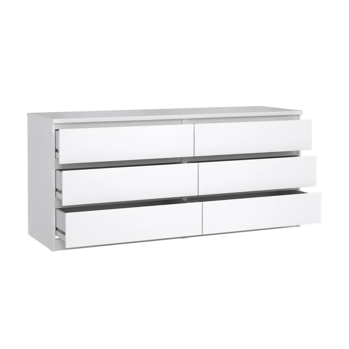 Credenza bianco lucida 153x50x70h cm 6 cassetti - Abacadabra