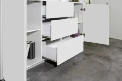 Credenza bianco lucida 160x41x86h cm 2 ante e 3 cassetti - Aysha