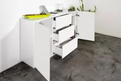Credenza bianco lucida 160x41x86h cm 2 ante e 3 cassetti - Aysha